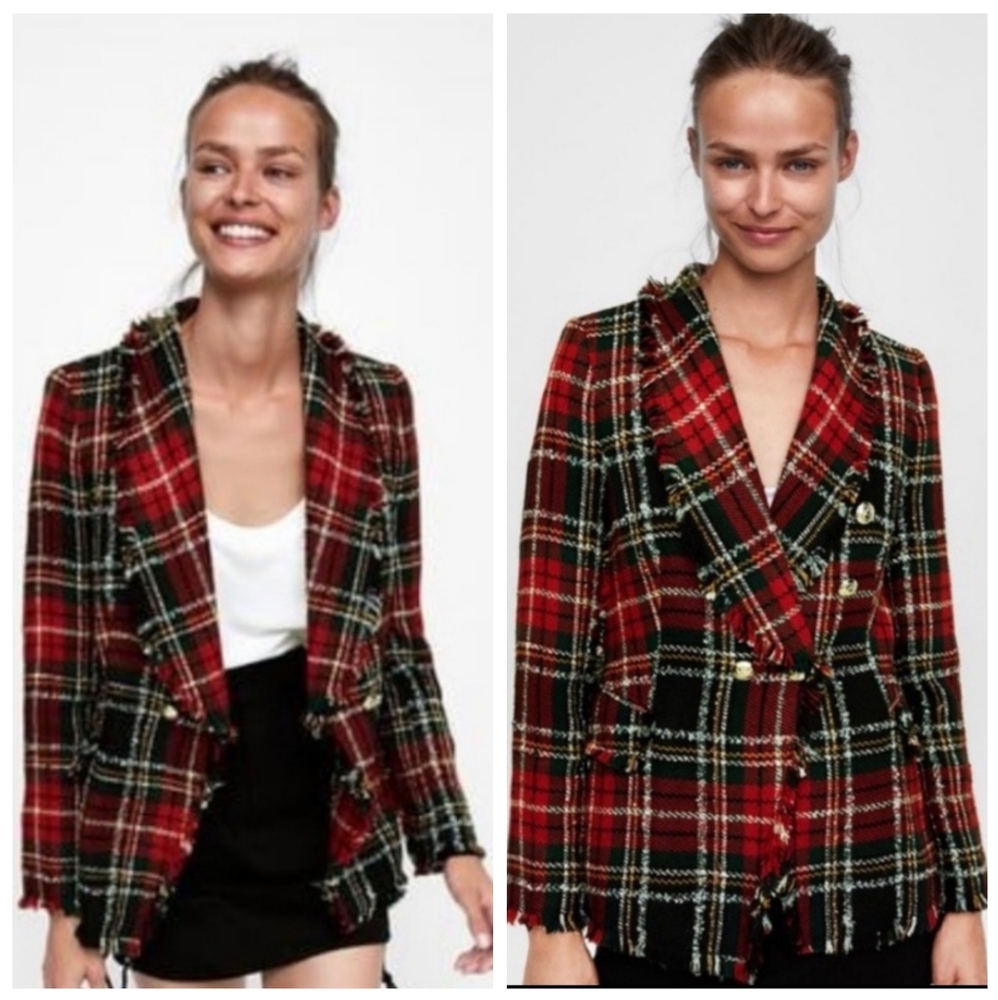ZARA BLOGGER FAVORITE TWEED BLAZER Size L